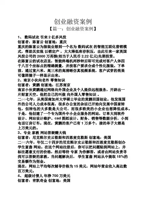 创业融资案例