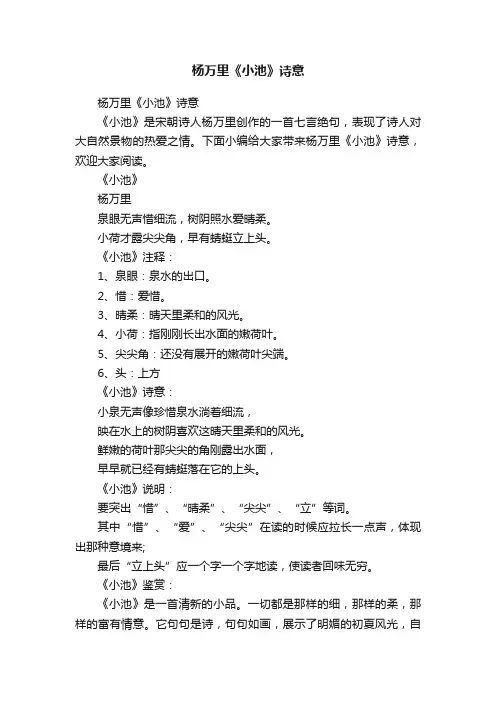 杨万里《小池》诗意