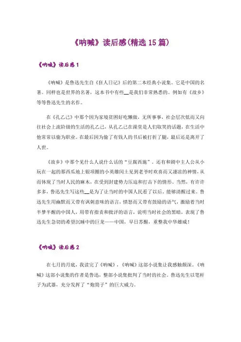 《呐喊》读后感(精选15篇)