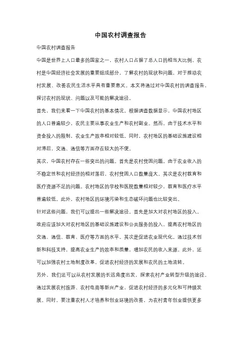 中国农村调查报告