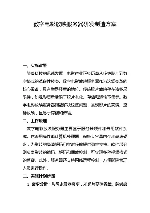 数字电影放映服务器研发制造方案(一)