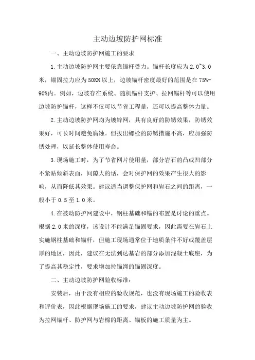 主动边坡防护网标准