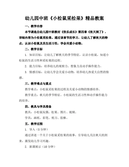 幼儿园中班《小松鼠采松果》精品教案