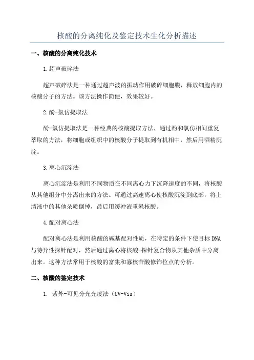 核酸的分离纯化及鉴定技术生化分析描述