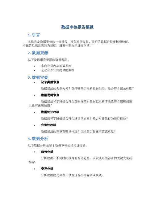 数据审核报告模板