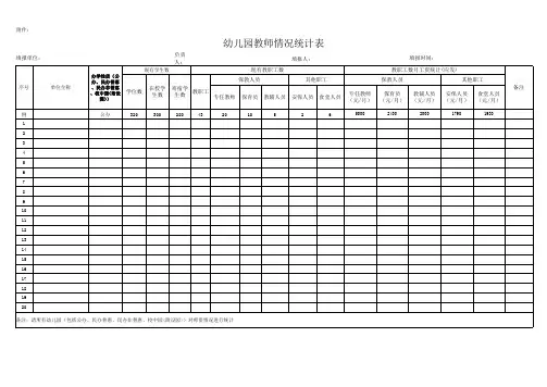 幼儿园教师情况统计表模板
