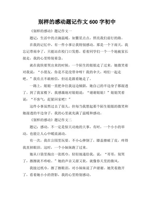 别样的感动题记作文600字初中