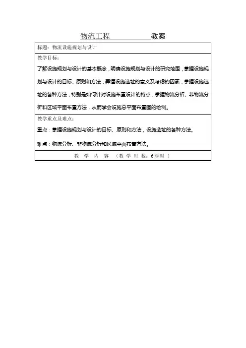 物流工程电子教案第三章物流设施规划与设计