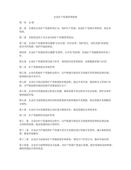 企业矿产资源管理制度