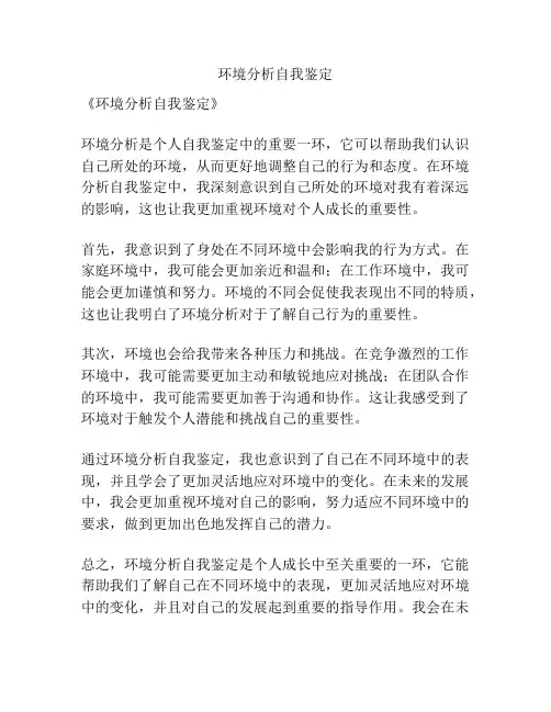 环境分析自我鉴定