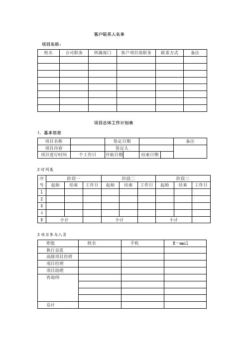 咨询业务联系表