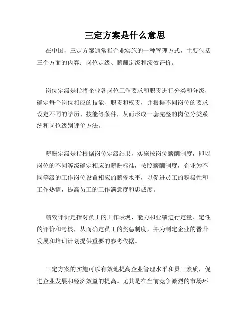 三定方案是什么意思