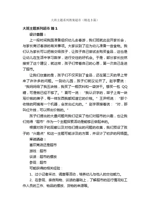 大班主题系列教案超市（精选3篇）