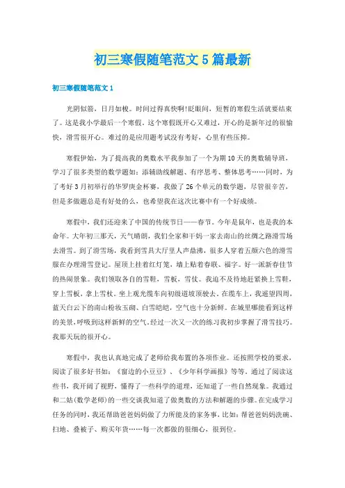 初三寒假随笔范文5篇最新