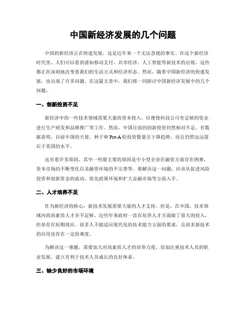 中国新经济发展的几个问题