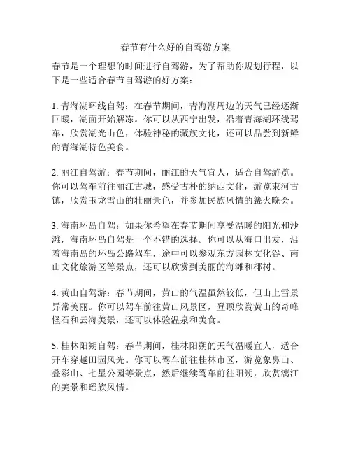春节有什么好的自驾游方案