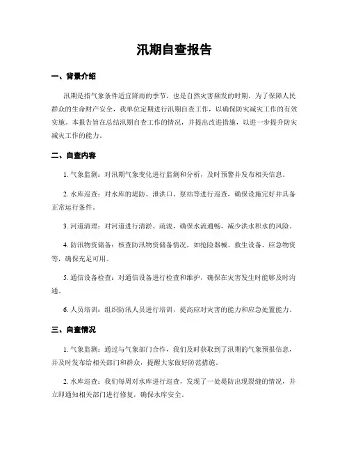 汛期自查报告