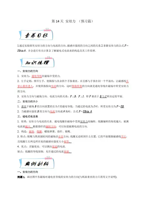 第14天 安培力-2023年高二物理(人教版2019)(解析版)