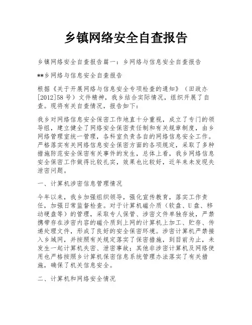 乡镇网络安全自查报告