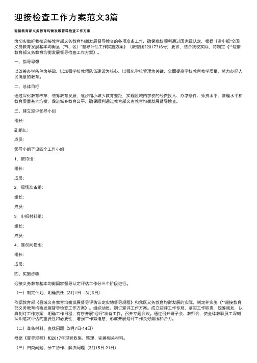 迎接检查工作方案范文3篇