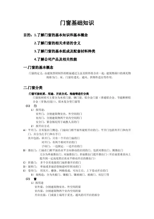 门窗基础知识
