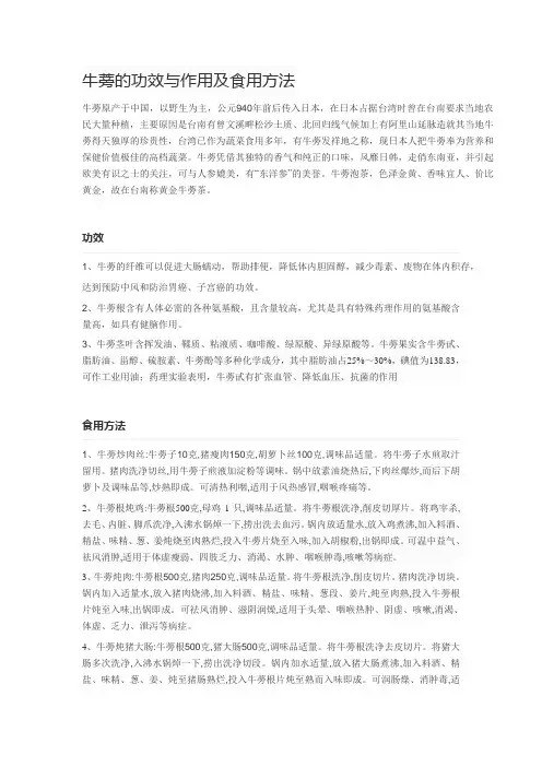 牛蒡的功效与作用及食用方法