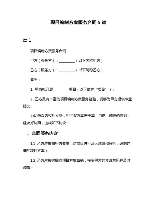 项目编制方案服务合同5篇