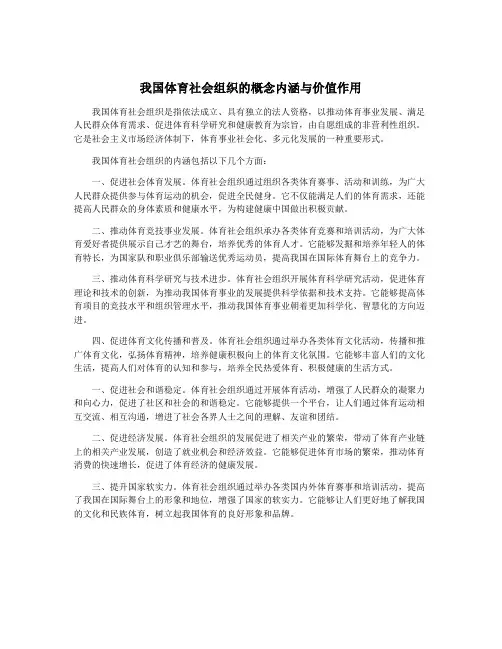 我国体育社会组织的概念内涵与价值作用