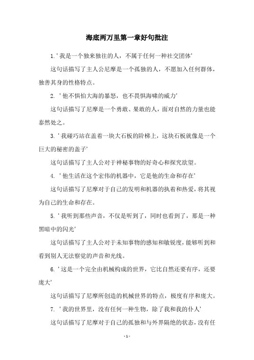 海底两万里第一章好句批注
