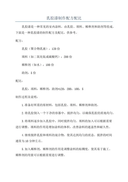 乳胶漆制作配方配比