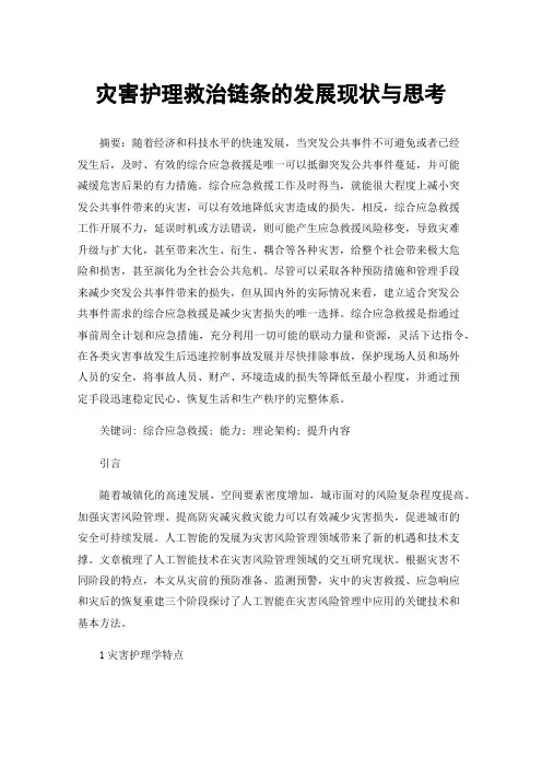 灾害护理救治链条的发展现状与思考