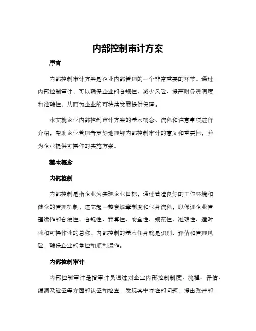 内部控制审计方案