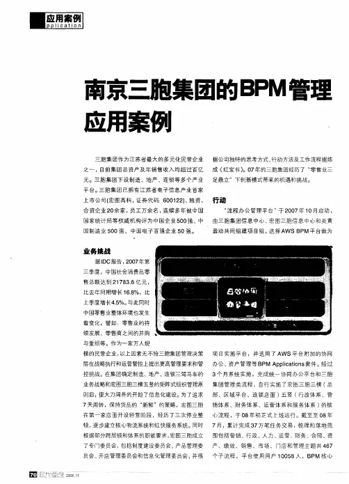 南京三胞集团的BMP管理应用案例