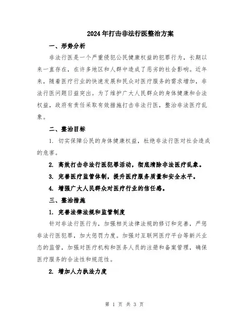 2024年打击非法行医整治方案