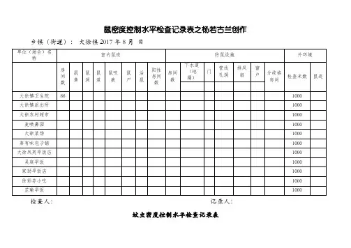 病媒生物密度控制水平检查记录表4