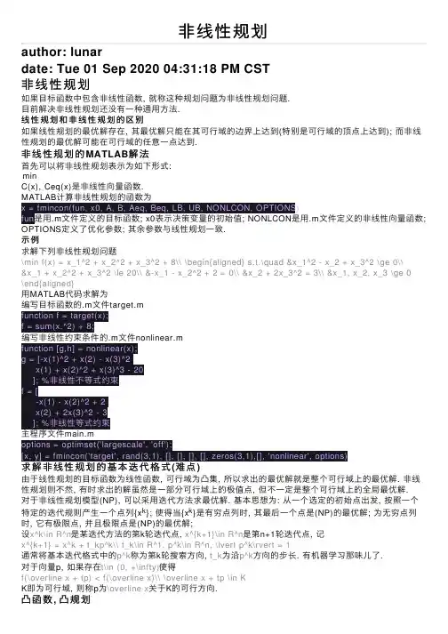 非线性规划——精选推荐