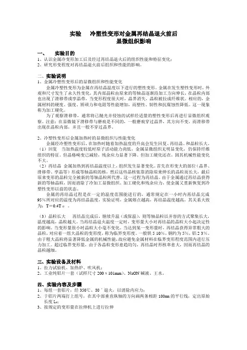 05 金属材料热处理 实验五 冷塑性变形对金属再结晶退火前后显微组织影响