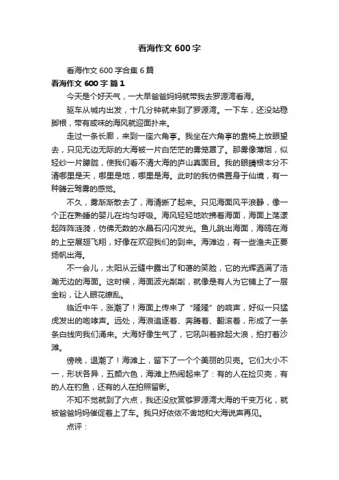 看海作文600字合集6篇