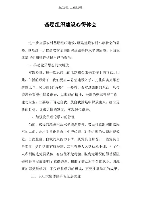 基层组织建设心得体会