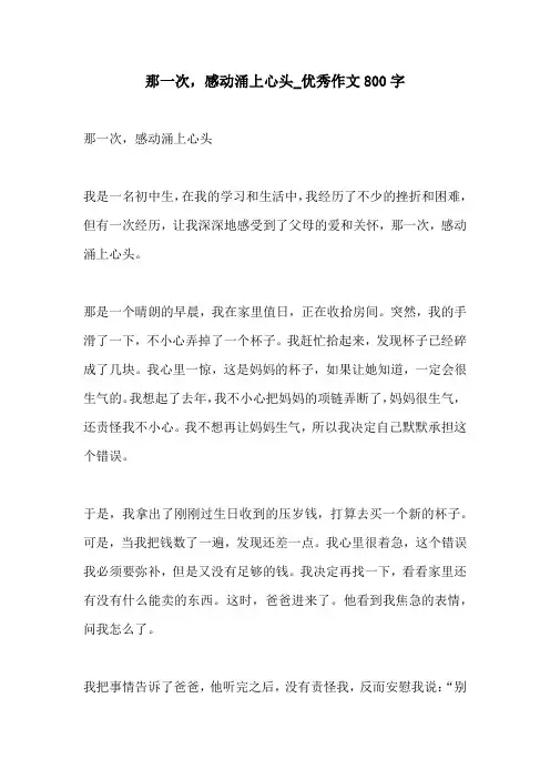 那一次感动涌上心头优秀作文800字