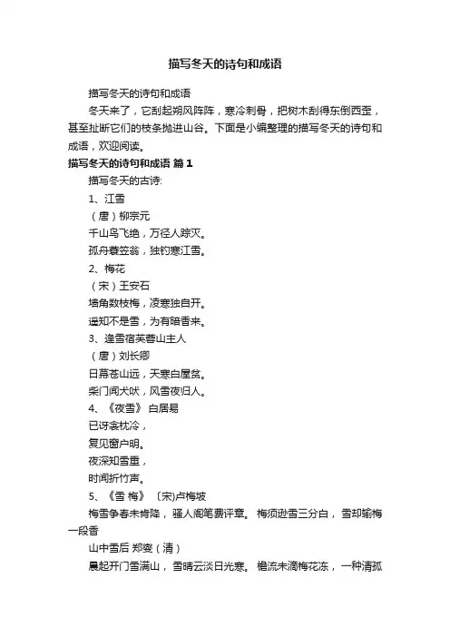 描写冬天的诗句和成语