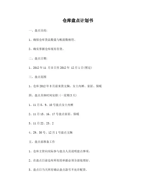 仓库盘点计划表