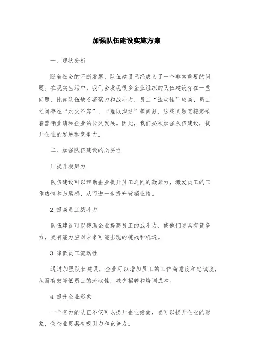 加强队伍建设实施方案