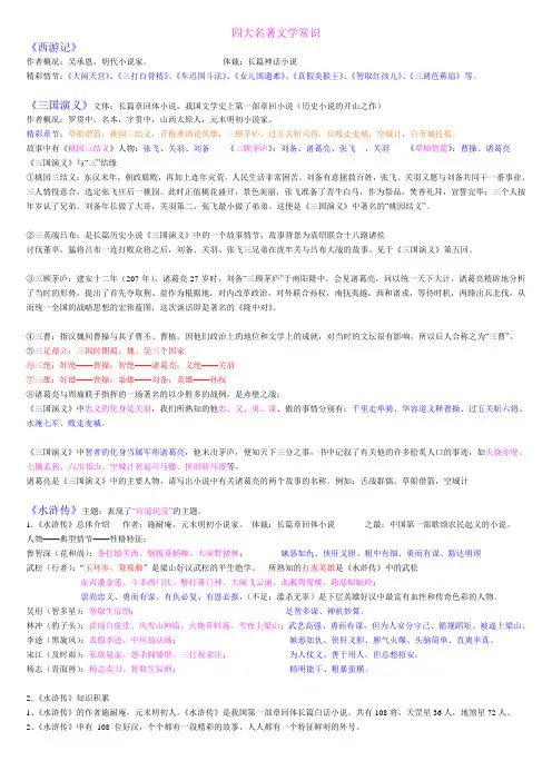 四大名著文学常识