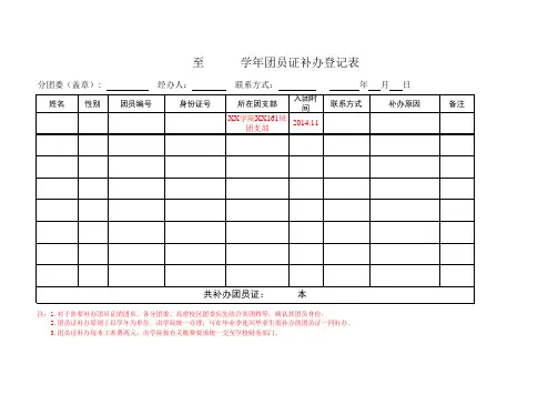 团员证补办登记表