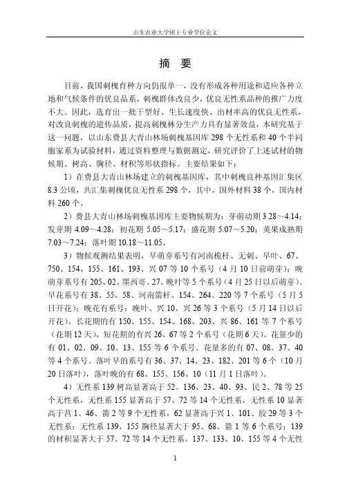 刺槐种质资源评价及良种选育20种...