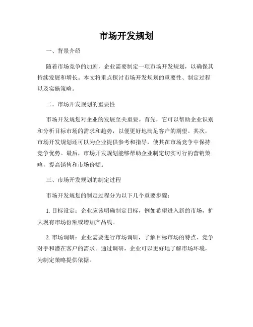 市场开发规划