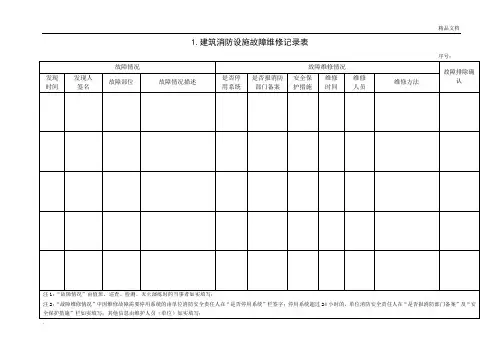消防维修保养维保记录表格大全