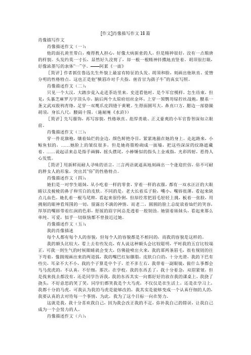 [作文]肖像描写作文18篇