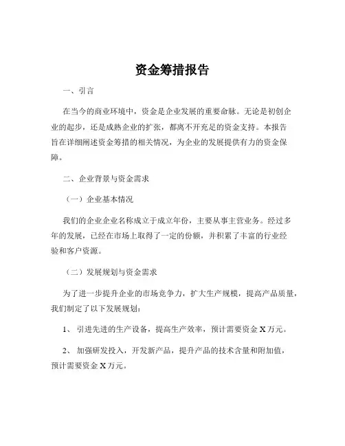 资金筹措报告